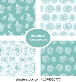 Set of floral textures. hand-drawn vector illustration