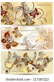 Set of floral  vector cards for  your design