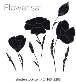 Set of floral vector drawings