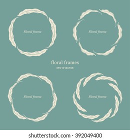 Set of floral vector frames with leaves silhouettes. Unique decoration for greeting card, wedding invitation, save the date. Isolated floral design. Decorative leaves with space for your text.