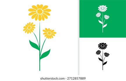 A set of floral vector illustrations for a spring or summer pattern design featuring nature, flowers, leaves, and a butterfly in the garden