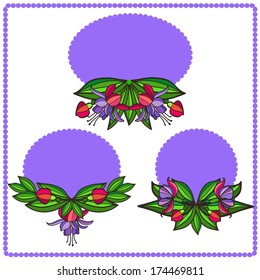 set of floral vignettes