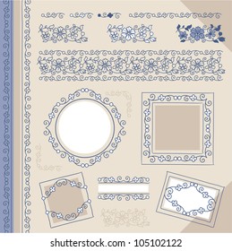 set floral vintage borders and frames