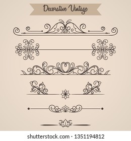 Set floral vintage ornament for invitation, wedding or greeting card