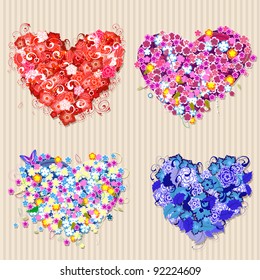 Set of floral vintage valentines