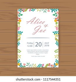 Set of floral vintage wedding cards invitations vector