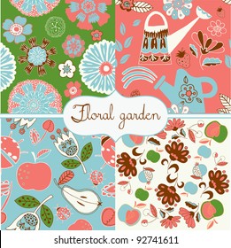 set of floral wallpapers