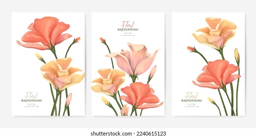 Set of floral watercolor banner design template. Collection of brochure, card, background, cover. Vector illustration