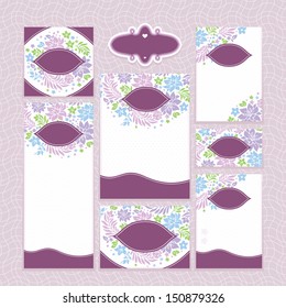 set of floral wedding cards vector illustration