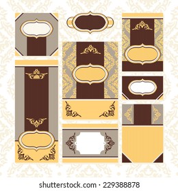 Set of floral wedding cards vector illustration without sample text