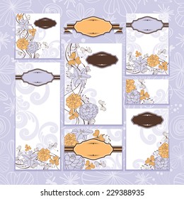 Set of floral wedding cards vector illustration without sample text