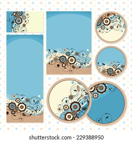 Set of floral wedding cards vector illustration without sample text