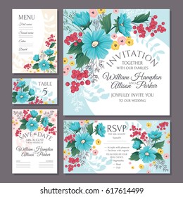 Set of floral wedding cards vector illustration