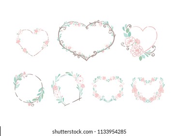 Set of floral wedding frames