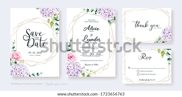 Set Floral Wedding Invitation Card Save Stock Vector (Royalty Free ...