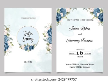 Set of Floral Wedding Invitation Card.Illustrator and designer. Wedding Invites, save the date, Birthday Invites, Video Invites, E-Cards.