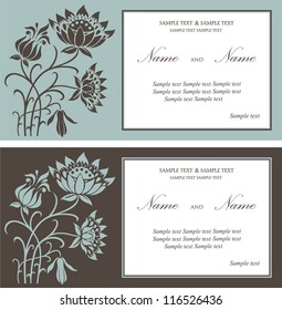Set of floral wedding invitation cards.