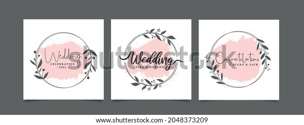 Set of floral wedding logos and monogram for\
invitation save the date card\
design.