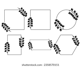 Set Floral Wreath with leaves and berries, laurel wreath design elements, Hand drawn simple For wedding invitations, greeting cards, floral isolated on white background.