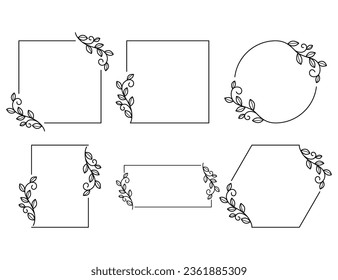 Set Floral Wreath with leaves and berries, laurel wreath design elements, Hand drawn simple For wedding invitations, greeting cards, floral isolated on white background.