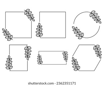 Set Floral Wreath with leaves and berries, laurel wreath design elements, Hand drawn simple For wedding invitations, greeting cards, floral isolated on white background.