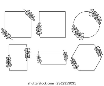 Set Floral Wreath with leaves and berries, laurel wreath design elements, Hand drawn simple For wedding invitations, greeting cards, floral isolated on white background.