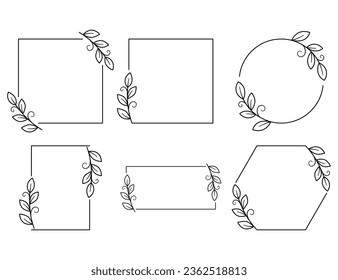 Set Floral Wreath with leaves and berries, laurel wreath design elements, Hand drawn simple For wedding invitations, greeting cards, floral isolated on white background.