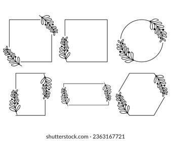 Set Floral Wreath with leaves and berries, laurel wreath design elements, Hand drawn simple For wedding invitations, greeting cards, floral isolated on white background.