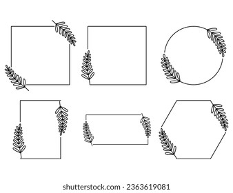 Set Floral Wreath with leaves and berries, laurel wreath design elements, Hand drawn simple For wedding invitations, greeting cards, floral isolated on white background.