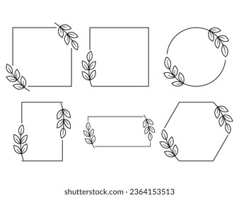 Set Floral Wreath with leaves and berries, laurel wreath design elements, Hand drawn simple For wedding invitations, greeting cards, floral isolated on white background.