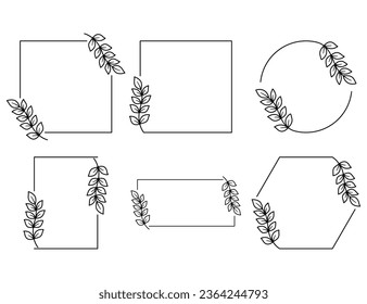 Set Floral Wreath with leaves and berries, laurel wreath design elements, Hand drawn simple For wedding invitations, greeting cards, floral isolated on white background.