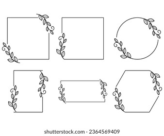 Set Floral Wreath with leaves and berries, laurel wreath design elements, Hand drawn simple For wedding invitations, greeting cards, floral isolated on white background.