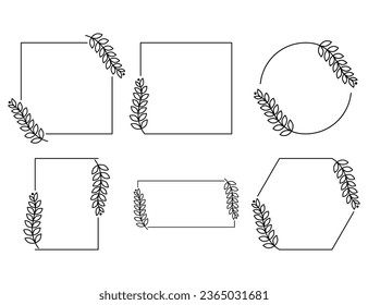 Set Floral Wreath with leaves and berries, laurel wreath design elements, Hand drawn simple For wedding invitations, greeting cards, floral isolated on white background.