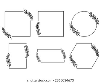 Set Floral Wreath with leaves and berries, laurel wreath design elements, Hand drawn simple For wedding invitations, greeting cards, floral isolated on white background.