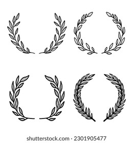 Set of floral wreath in vintage style. Design element for decorations. Vector illustration