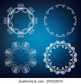 Set of floral wreaths. Decorative frames. Vector design elements for cards, greeting cards, invitations, banners.