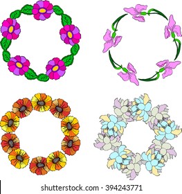 Set of floral wreaths. Vector design element.
