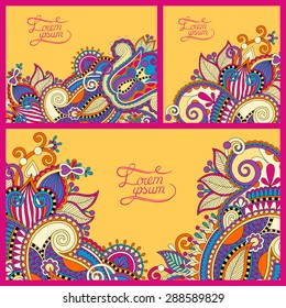 set of floral yellow background, template frame design for card, brochure, book, business card, postcard, wedding invitation, banner, vector illustration