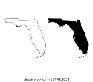 Set of Florida map, united states of america. Flat concept icon vector illustration .