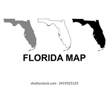 Set of Florida map, united states of america. Flat concept icon vector illustration .
