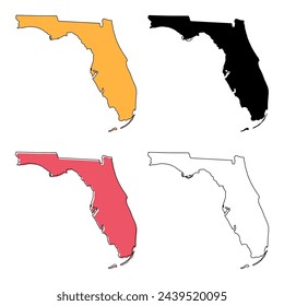 Mapa de Florida, Estados Unidos de América. Ilustración vectorial de icono de concepto plano .