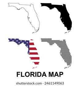 Mapa de Florida, Estados Unidos de América. Icono de concepto plano Ilustración vectorial .