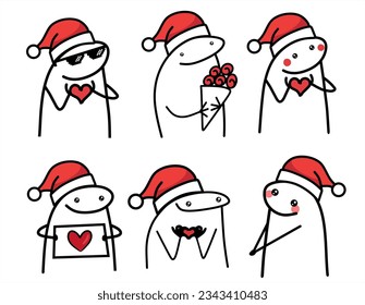 A set of flork Christmas meme internet web vector