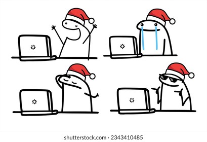 A set of flork Christmas meme internet web vector