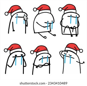 A set of flork Christmas meme internet web vector