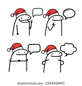 A set of flork Christmas meme internet web vector