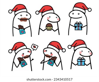 A set of flork Christmas meme internet web vector