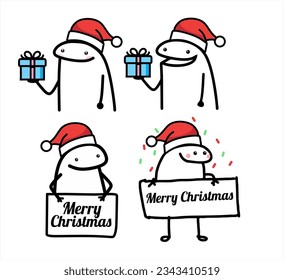 A set of flork Christmas meme internet web vector