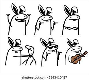 A set of flork Easter meme internet web vector