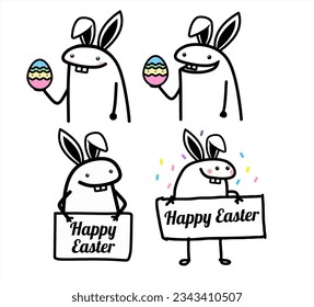 A set of flork Easter meme internet web vector